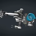 Mechanical Robot With Mechanical Arm Legs And Blue Mug On Top