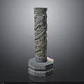 Ancient Traditional Stone Pillar Showcasing Detailed Carved Dragon And Ornate Decorative Base