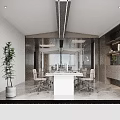 Modern Public Office Space Interior Design With Wooden Wall And Glass Partitions