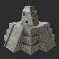 Ancient Architecture Pyramid Like Structure With Gray Stone Bricks Stone Steps And Upper Temple 3d model