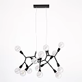 Modern Molecular Structure Chandelier With Transparent Glass Bulbs And White Metal Frame