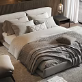 Modern Double Bed Interior With Nightstands Table Lamps Armchair And Area Rug