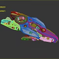 Futuristic Spacecraft Model 01 With Gray And White Mechanical Structure And Circular Cockpit