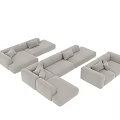 Modern Light Colored Fabric Modular Sofa Set With Different Configurations And Cushions 3d model