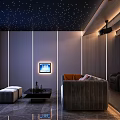 Modern Home Theater Interior Design With Starry Ceiling Projector And Seating 3d model