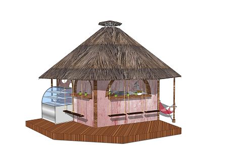 Modern thatched cottage thatched cottage thatched pavilion cottage farmhouse 3d model