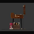Vintage Wooden Record Player With Open Lid Turntable Stand And Storage Basket