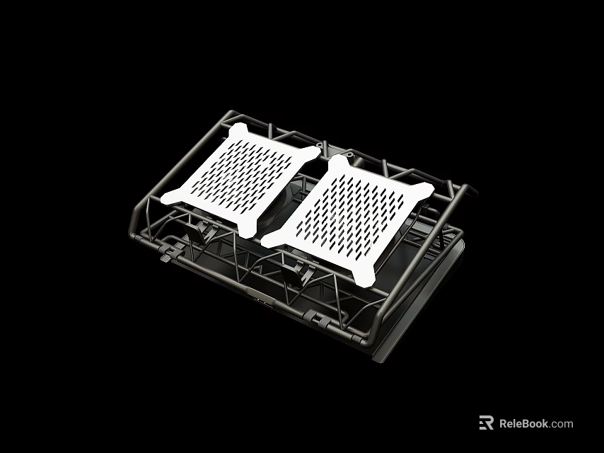 Computer Hard Drive Mounting Bracket With Metal Frame And White Mesh Trays 3d model 