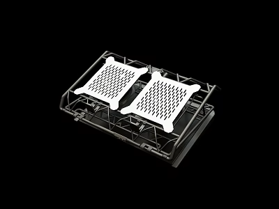 Computer Hard Drive Mounting Bracket With Metal Frame And White Mesh Trays 3d model