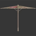 Light Colored Umbrella With Vibrant Pink Flowers And Green Leaves Pattern