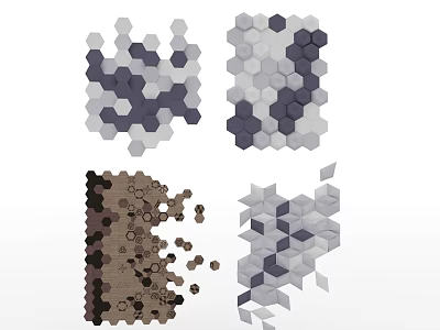 Geometric Hexagon Wall Decor With Gray Brown And White Modular Patterns 3d model