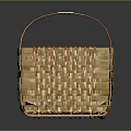 Woven Rectangular Basket With Light Brown And Orange Handles For Daily Use 3d model