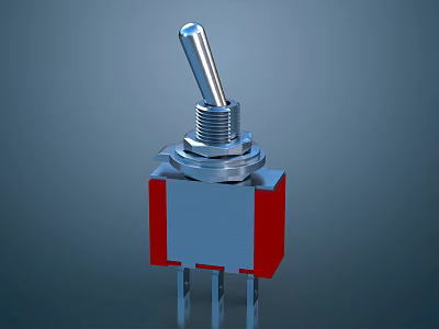 Modern Toggle Switch Panel With Red And Silver Base And Metal Lever 3d model