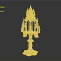 Elegant Golden Candle Lamp With Ornate Tower Design And Transparent Center