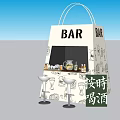 Ideal Photo Check in Spot Featuring White Bar Booth Hand Drawn Patterns And High Stools