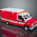 Fun Kids Pixel Art Ambulance Toy with Red White Design for Children Play