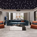 Modern Entertainment Room Interior Design With Starry Ceiling Large Screen And Comfortable Seating 3d model