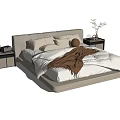 Modern Double Bed Interior With White Bedding Brown Blanket And Nightstands 3d model