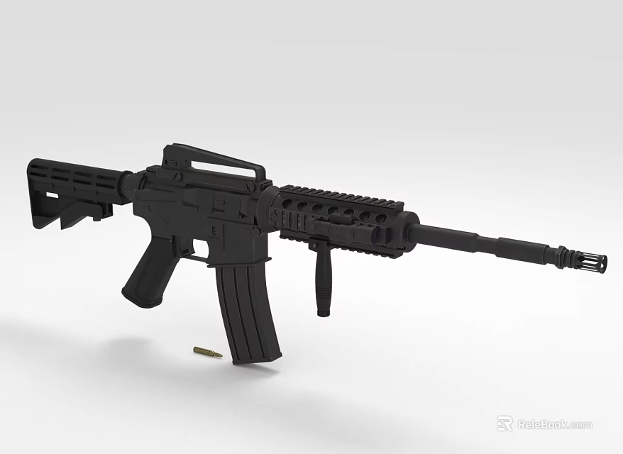 Black Modern Assault Rifle With Detachable Magazine Tactical Rail Barrel And Ergonomic Stock 3d model 
