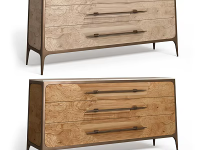 Modern Wooden Sideboard With Drawers And Metal Legs For Home Furniture 3d model