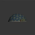 Cartoon Scenic Blue Dome With Geometric Grid White Points Orange Base And Gray EXIT Device 3d model