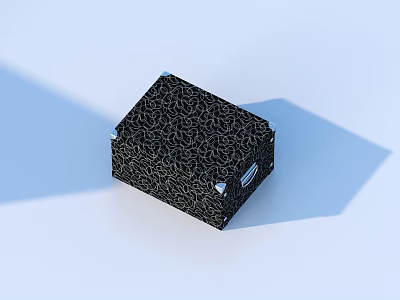 Stylish Black Decorative Box With Intricate Pattern And Metal Clasp For Daily Use 3d model