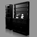 Black Modern Storage Cabinet With Multiple Shelves Drawers For Home Organizational Use