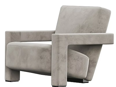 Light Gray Modern Accent Chair With Square Arms And Comfortable Plush Fabric 3d model