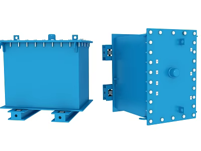 Blue Industrial Equipment Metal Enclosures With Bolt Fastened Panels And Base Supports 3d model