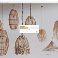 Multiple Woven Pendant Lights With Diverse Designs And Natural Fiber Materials