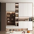 Entryway Modern Shoe Cabinet With White Design Multiple Compartments Hooks And Shoe Storage