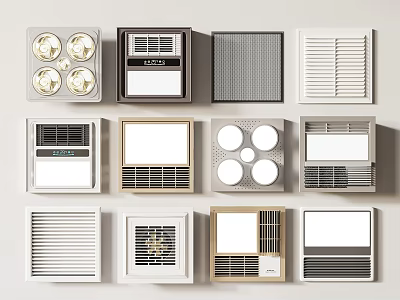 Various Modern Ceiling Mounted Appliances For Bathroom And Kitchen Ventilation Lighting 3d model