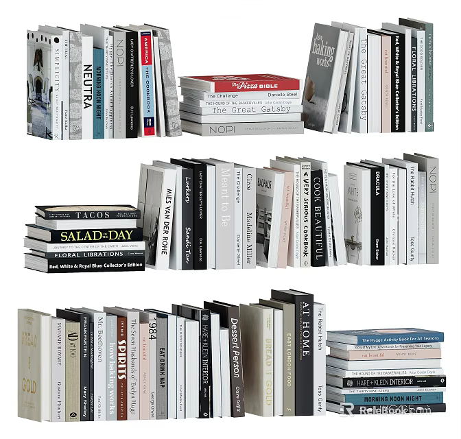 Collection of Stacked Books and Magazines Featuring Various Sizes and Colorful Covers 3d model 