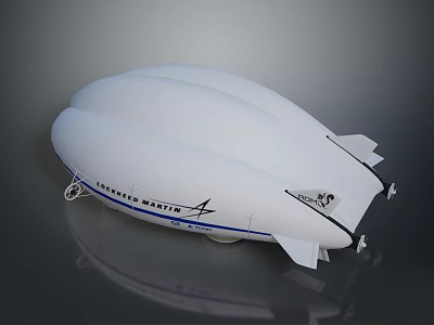 White Carencro Aerostat Design With Name Text Side Logo And Tail Structure 3d model