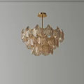 Elegant Modern White Petal Shaped Glass Chandelier With Gold Metal Frame For Interior Design