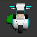 Cartoon Style Kids Motorcycle Design With White Body Green Accents And Black Seat