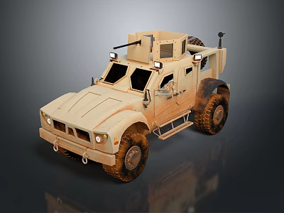 Sand Colored Military Tank With Armored Body And Mounted Machine Gun 3d model