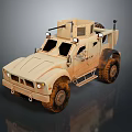 Sand Colored Military Tank With Armored Body And Mounted Machine Gun