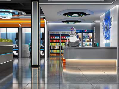 Modern Internet Cafe Internet Cafe E-Sports Hall 3d model