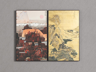 New Chinese Landscape Painting Decorative Hanging Painting 3d model