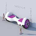 Kids Playing With Hoverboard 3D Model In Modern Render Scene 3d model