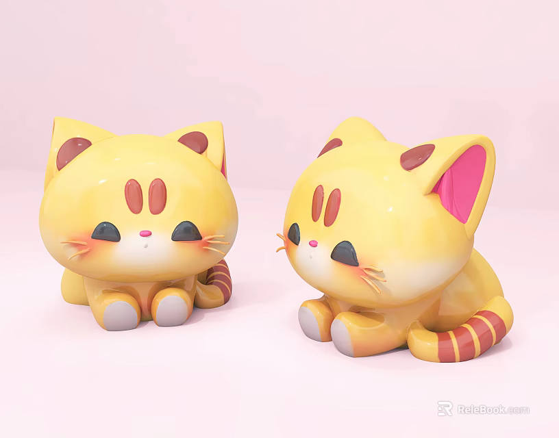 Yellow Reptile Plush Toys With Red Stripes Lying On Pink Background 3d model 