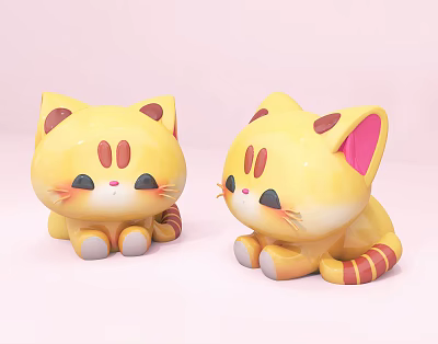 Yellow Reptile Plush Toys With Red Stripes Lying On Pink Background 3d model