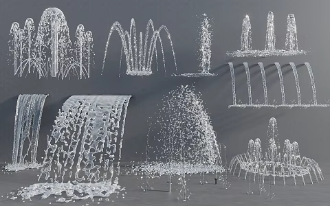 Modern New Chinese Fountain Waterscape Spring Curtain Water Column Water Drop 3d model