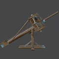 Ancient Medieval Siege Weapon Wooden Catapult with Mechanical Structure and Historical War Design