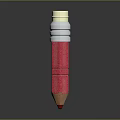 Glittery Red Pencil with Yellow Eraser Silver Ferrule and Sharpened Red Tip on Gray Background