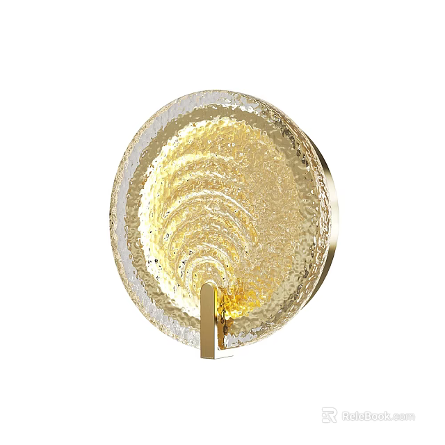 Round Glass Wall Light With Gold Textured Design For Modern Interiors 3d model