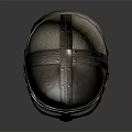 Medieval Style Metallic Helmet With Decorative Face Visor And Neck Guard Design Details