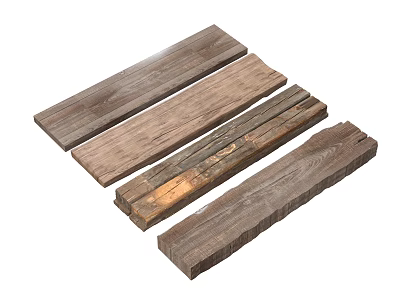Rustic Stone Wood Planks With Natural Grain And Varied Color Tones 3d model