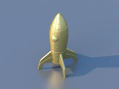 Golden Rocket Ornament Decoration Set for Stylish Home and Desktop Decor 3d model